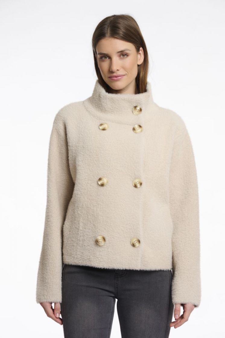 Short double breasted jacket - Stone