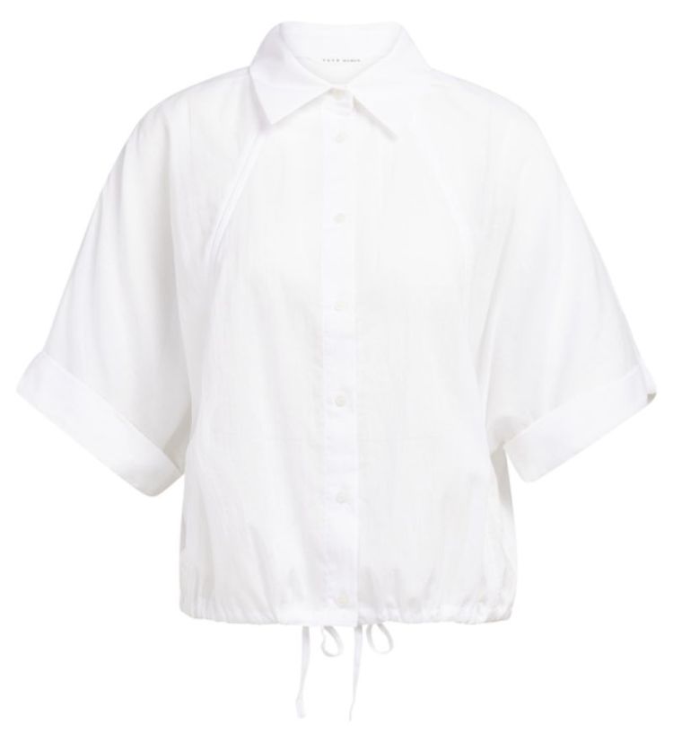 Batwing blouse with braided de 00000 PURE WHIT
