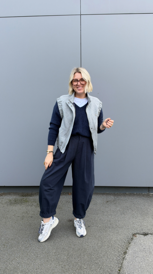 Top met krijtstreep fantasie grey