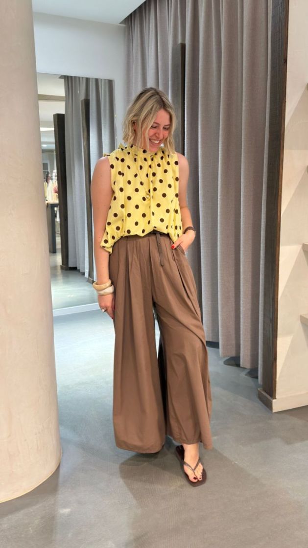 extra wide cotton trouser brown