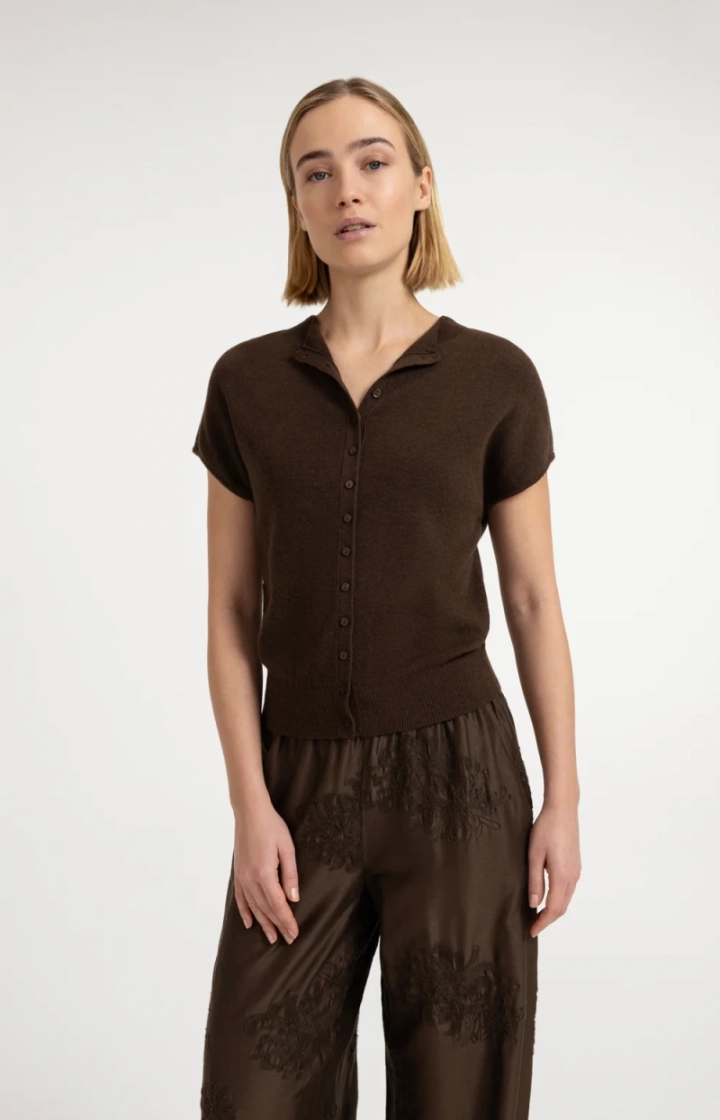 Knitted top with short sleeves 90814 SLATE BLA