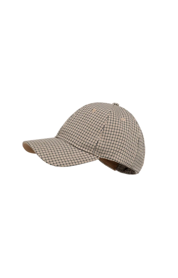 Cap with woven check pattern 990791 BEIGE DE