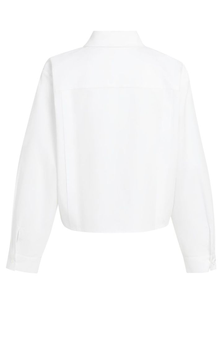 Poplin blouse with button deta 00000 PURE WHIT