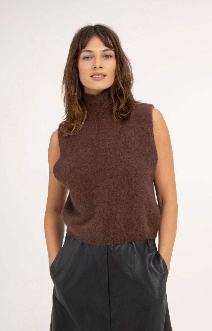 Sleeveless high neckline sweat 91317 BITTER CH