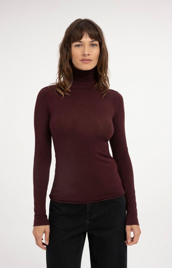 Long sleeve top with high neck 913172 BITTER C
