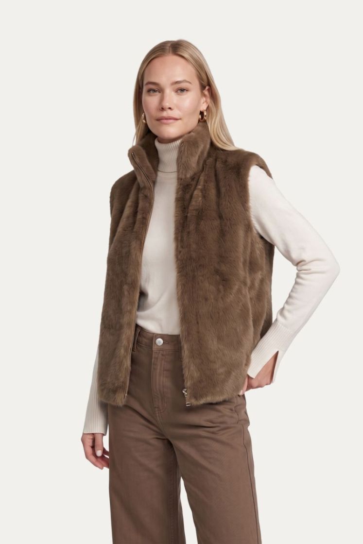 Geraldine gilet 542 Dark Walnut