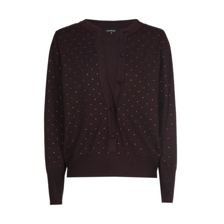 Fijngebreide pull met knoopslu 53 Eggplant