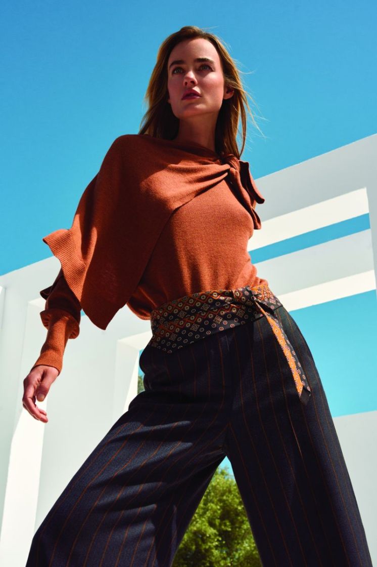Elegante pull met strik- en sc 36 Caramello