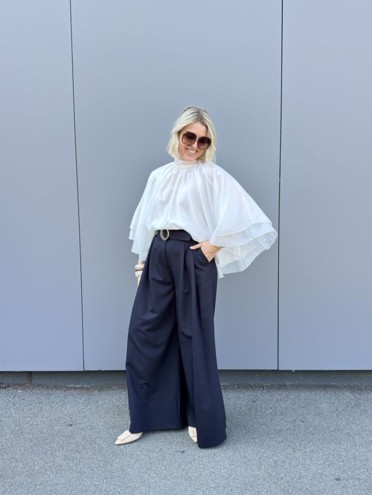 flowy blouse flared cut ecru