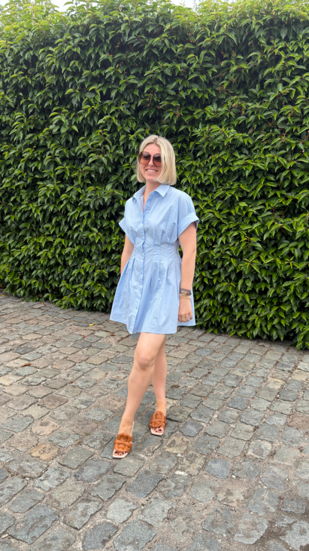 fitted short shirt dress blue