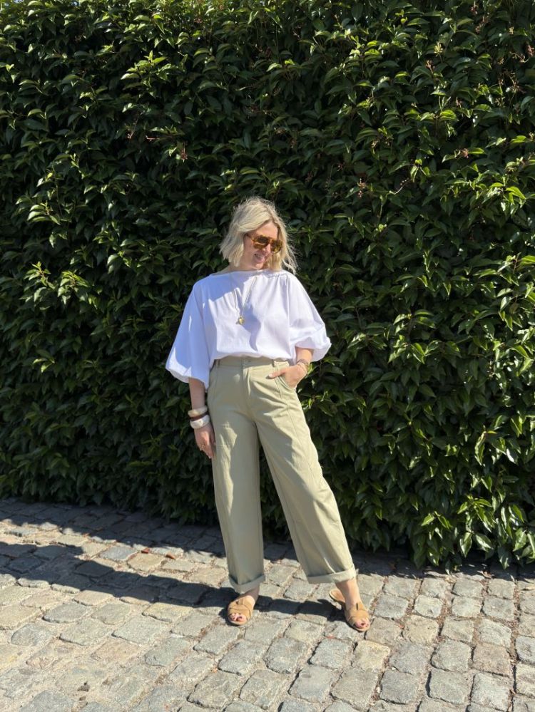 pantalon structure fluide sage